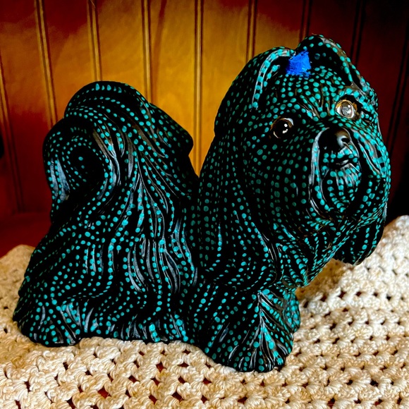 Hand Crafted Other - Handpainted Dot Painted Shih Tzu Dog Figure Ceramic Upcycle
